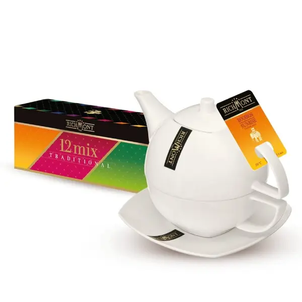 Porcelanowy zestaw do parzenia herbaty Richmont Duo + herbaty