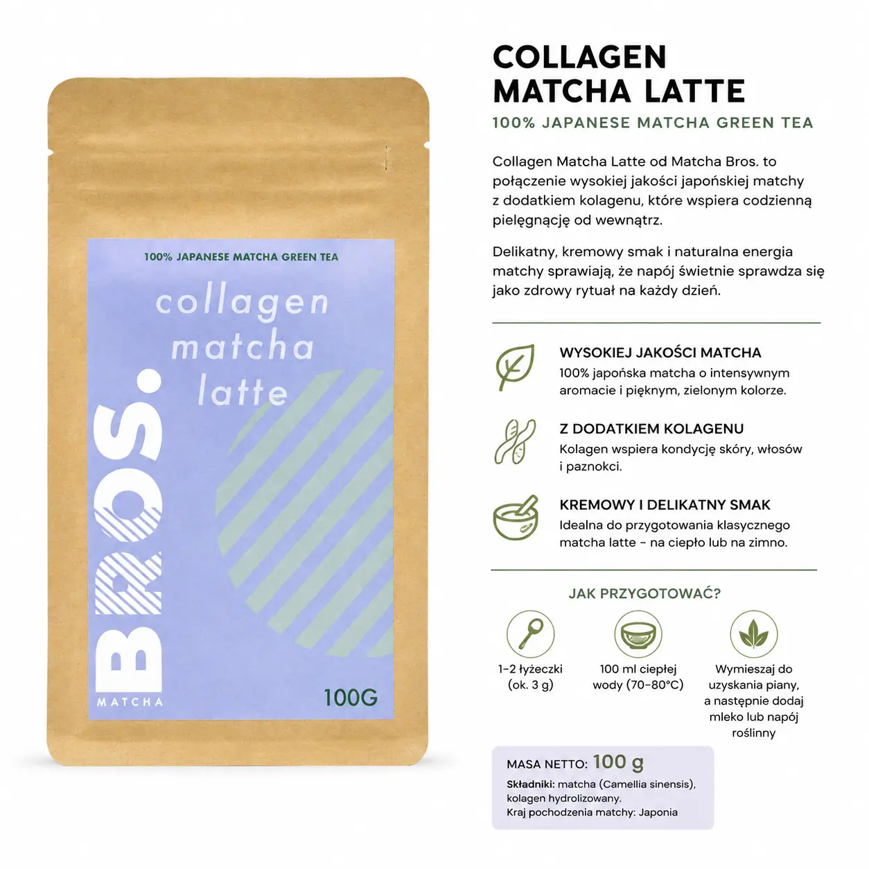 Collagen Matcha Latte Matcha Bros. 100 g