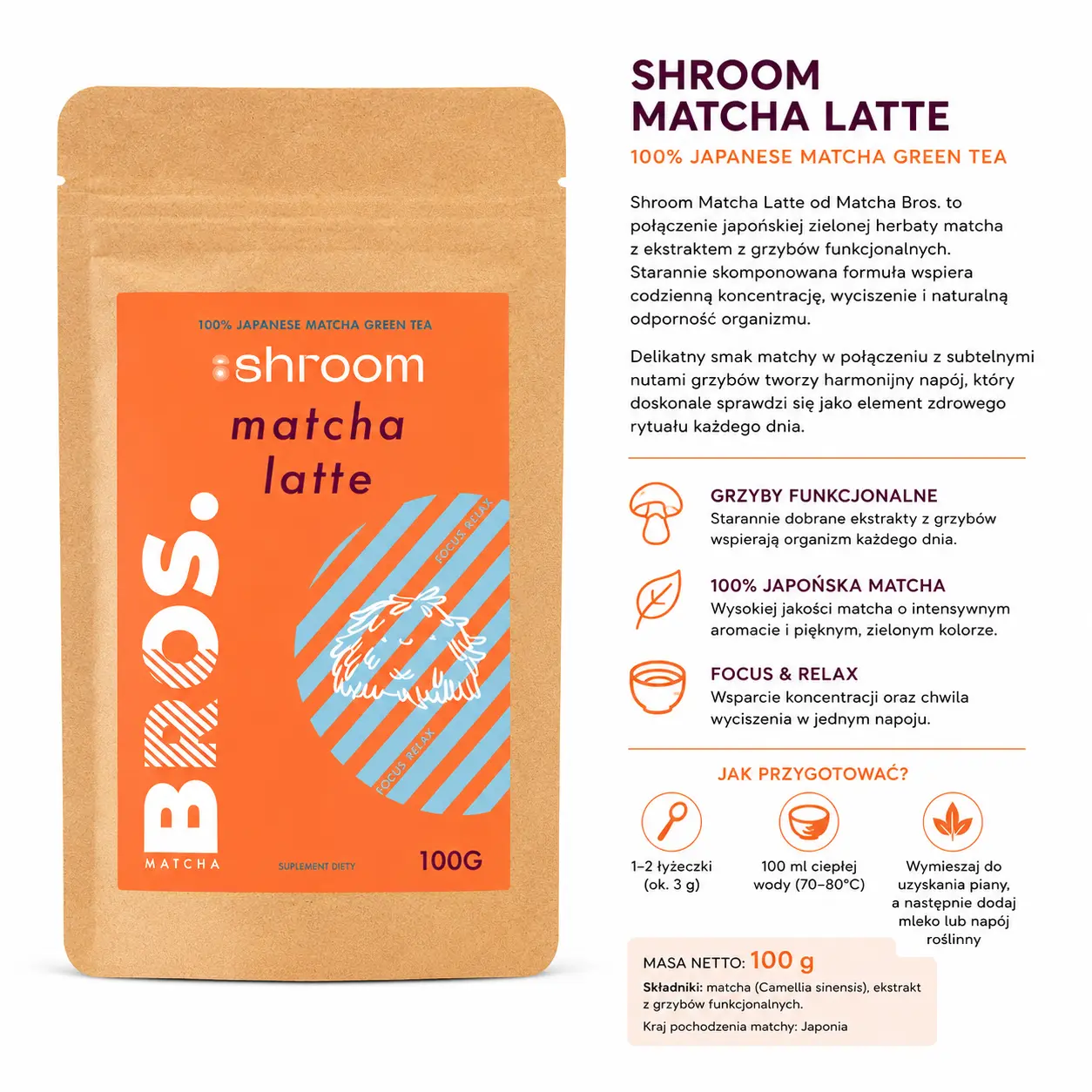 Shroom Matcha Latte Matcha Bros. 100 g